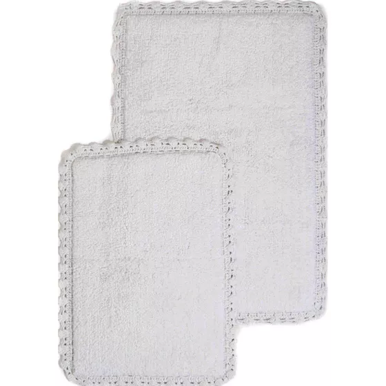 Chesapeake Crochet Cotton Anti Skid 2 Piece Bath Rug Set - primary