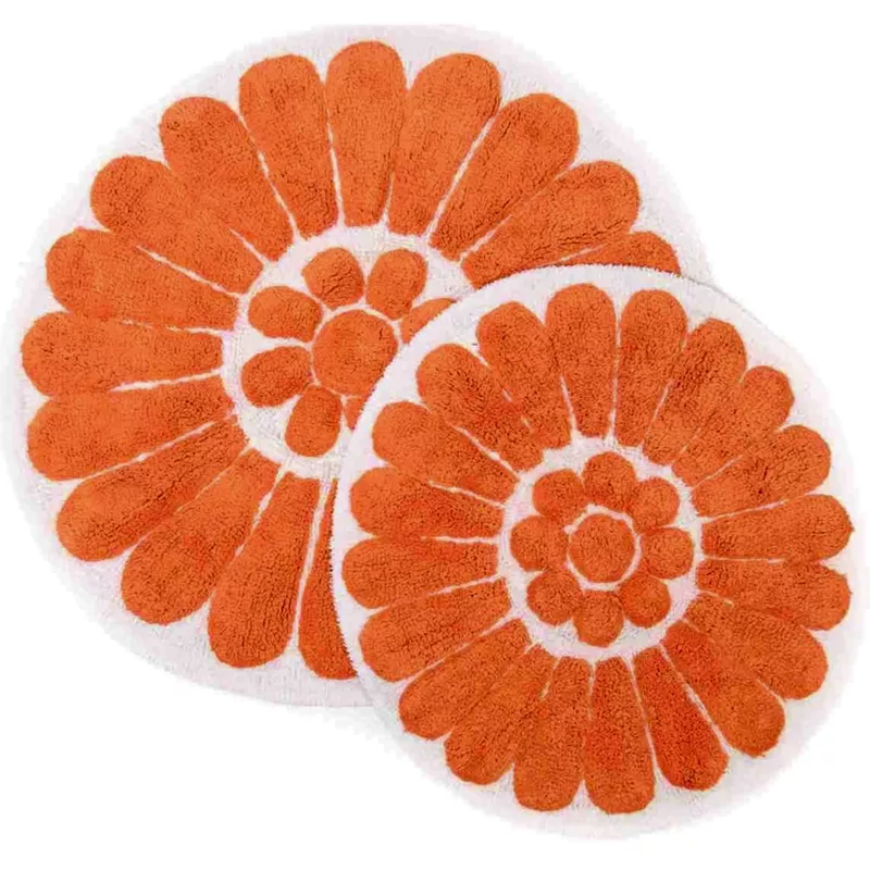 Chesapeake Bursting Flower Cotton Anti Skid 2 Piece Round Bath Rug Set, alternative image