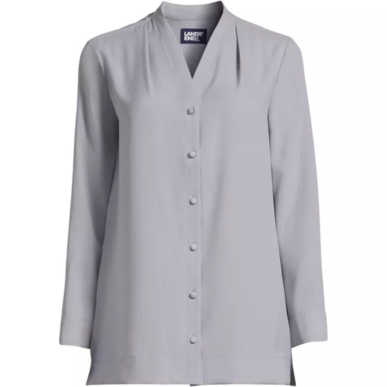 Women's Long Sleeve V-neck Crepe Tunic - primary