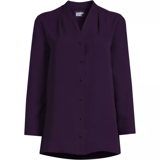 Women's Long Sleeve V-neck Crepe Tunic - primary