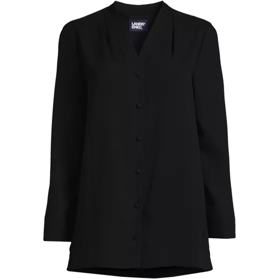 Women's Long Sleeve V-neck Crepe Tunic - primary