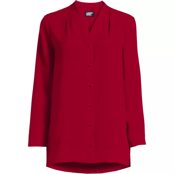 Women's Long Sleeve V-neck Crepe Tunic - primary