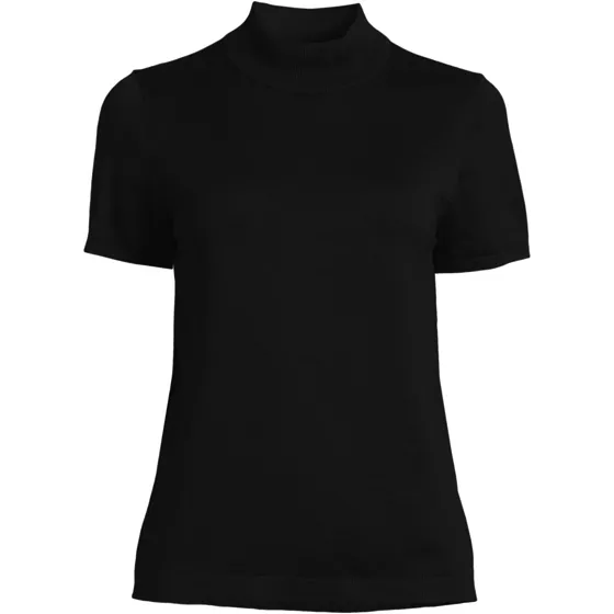 Women's Cotton Modal Half Sleeve Mock Neck Pullover Sweater - primary