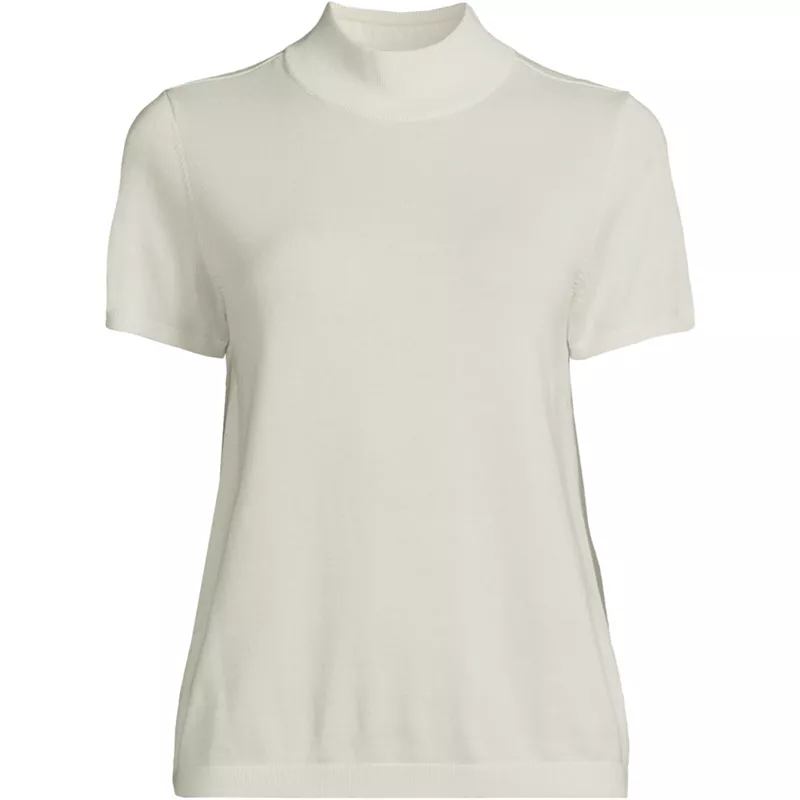 Women's Plus Size Cotton Modal Half Sleeve Mock Neck Pullover Sweater, Front