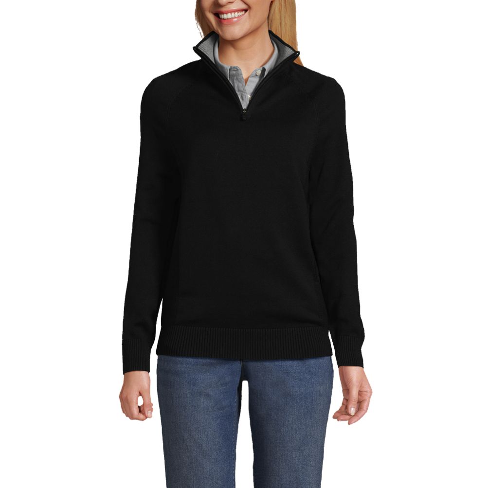 Unisex Cotton Modal Quarter Zip Sweater Lands' End