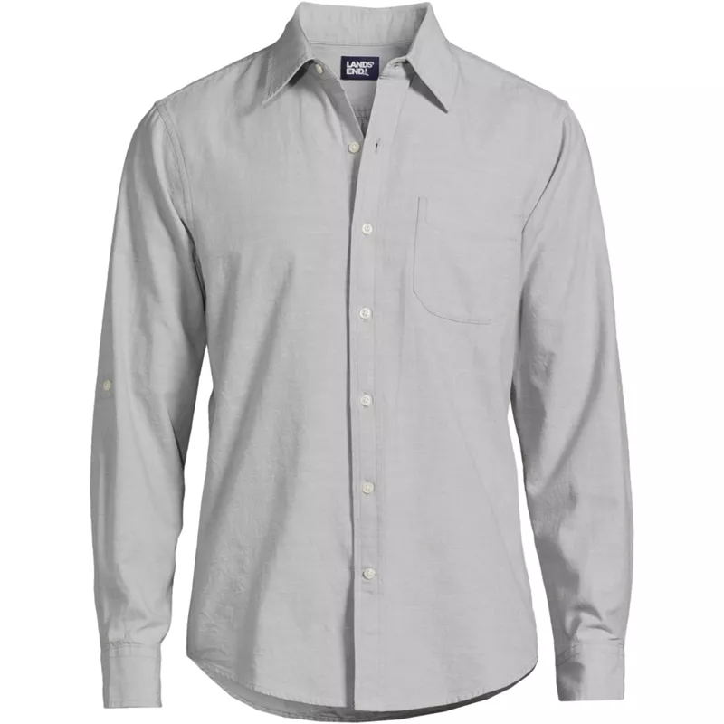 Men's Roll Sleeve Chambray Shirt, Front