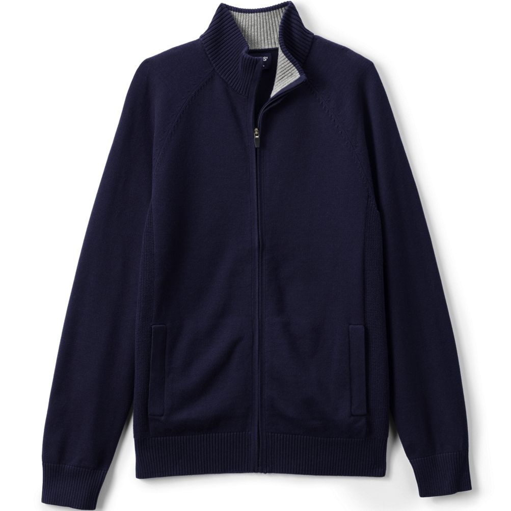 Unisex Cotton Modal Full Zip Sweater Jacket Lands End