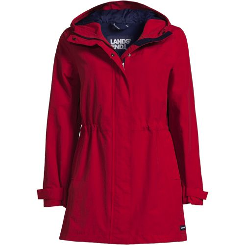 Lands' End, Jackets & Coats, Lands End Direct Merchants Red Mesh Lined  Hooded Windbreaker Light Rain Coat