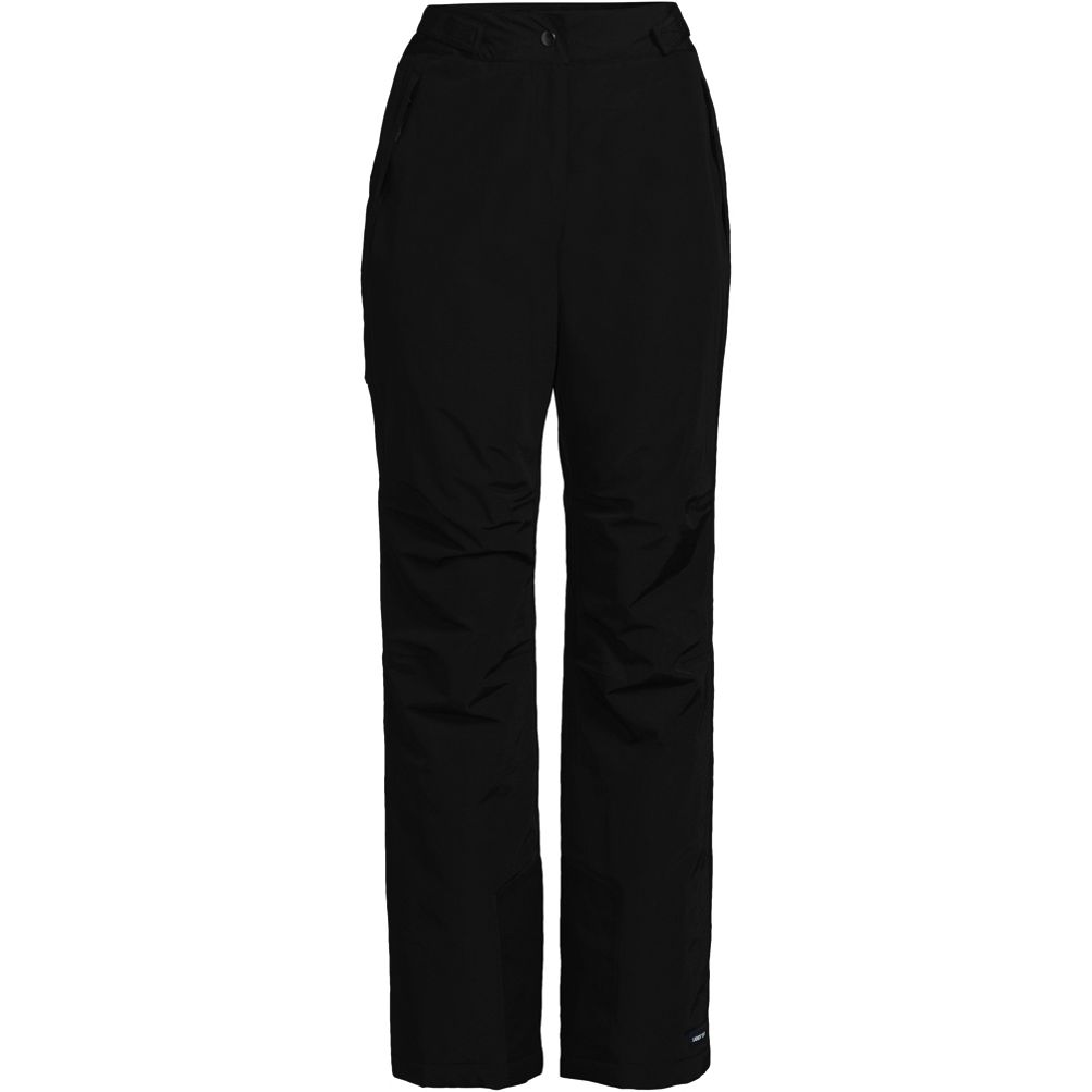 Lands End Womens Pull On Nylon Pants Size S 6/8 Black Mesh Lined Ankle Zip  Snow