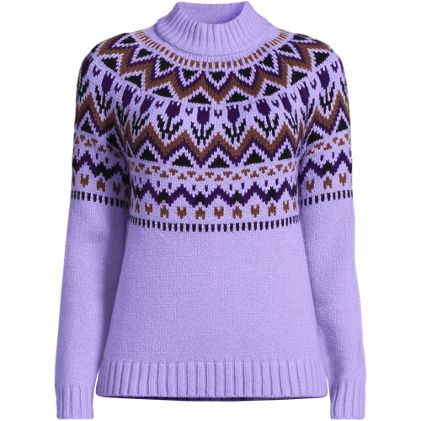 Women's Cozy Lofty Fair Isle Yoke Mock Neck Sweater - primary