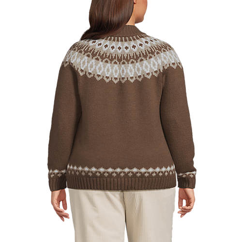 Women's Plus Size Cozy Lofty Fair Isle Yoke Mock Neck Sweater - Secondary