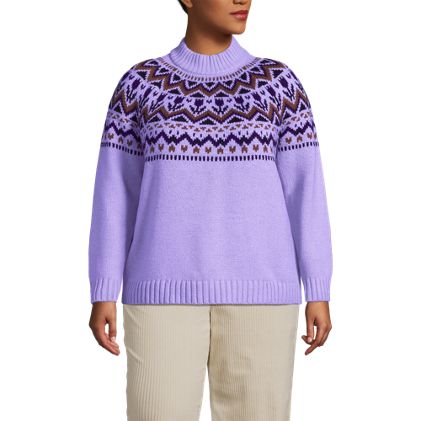 Women's Cozy Lofty Fair Isle Yoke Mock Neck Sweater - image 2