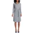 Women's Long Sleeve Twill Below The Knee Belted Print Shirt Dress, Front