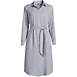Women's Plus Size Long Sleeve Twill Below The Knee Belted Print Shirt Dress, Front