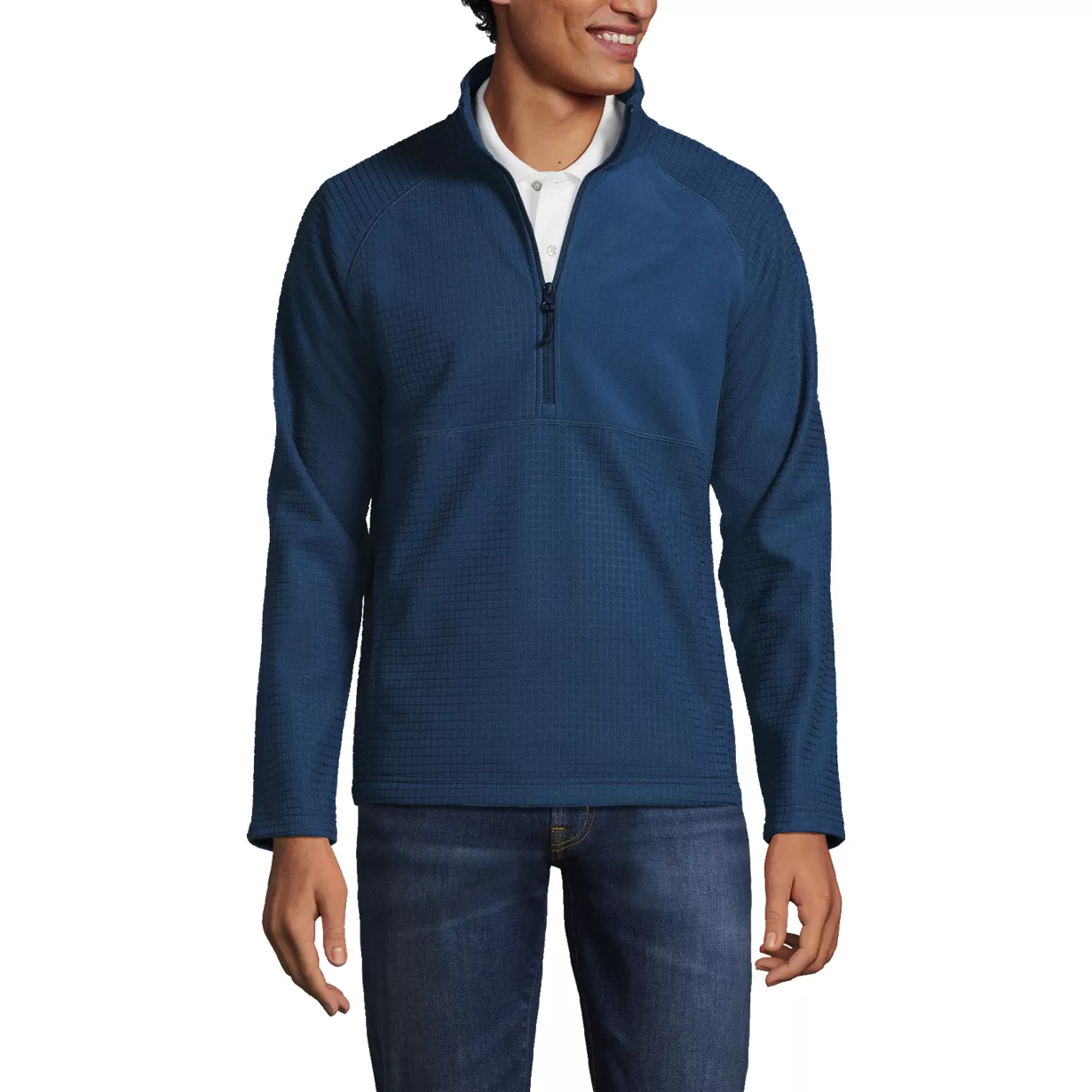 Unisex Grid Fleece Quarter Zip Pullover Jacket