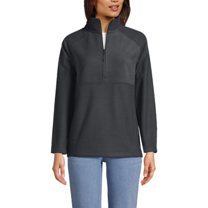 Unisex Grid Fleece Quarter Zip Pullover Jacket - image 2