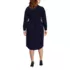 Women's Plus Size Long Sleeve Twill Below Knee Belted Shirt Dress, Back