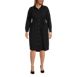 Women's Plus Size Long Sleeve Twill Below Knee Belted Shirt Dress, Front