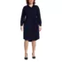 Women's Plus Size Long Sleeve Twill Below Knee Belted Shirt Dress, Front