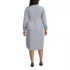 Women's Plus Size Long Sleeve Twill Below The Knee Belted Print Shirt Dress, Back