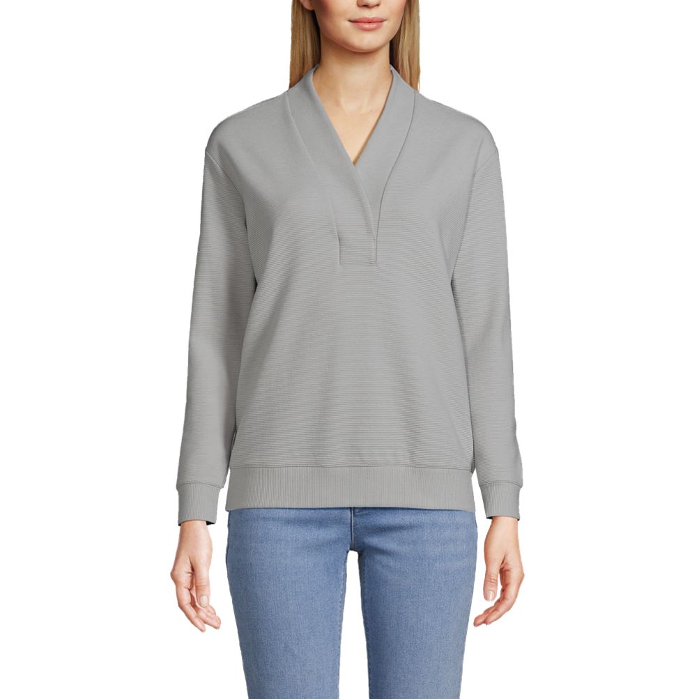 Women's Long Sleeve Ottoman Shawl Collar Pullover | Lands' End