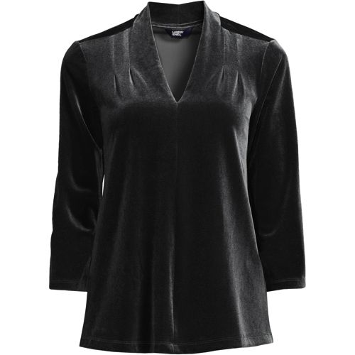 Women's Velvet Long Sleeve Button Front Tunic