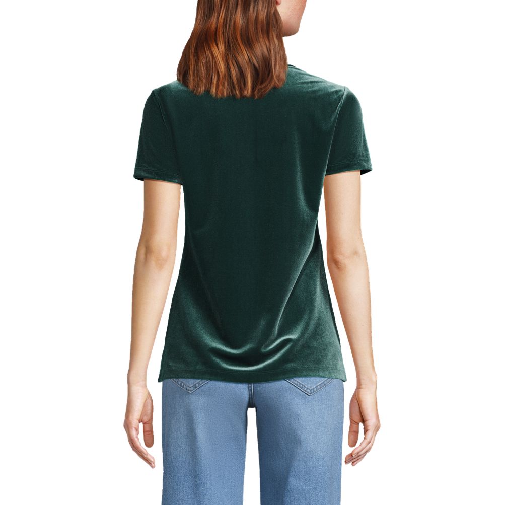売れ筋商品|||ランズエンド カットソー トップス レディース Women's Short Sleeve Velvet Crew Neck Top Rich burgundy Women's Short Sleeve Velvet Crew Neck Top | Lands' End