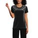 Women's Short Sleeve Velvet Crew Neck Top, Front