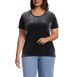 Women's Plus Size Short Sleeve Velvet Crew Neck Top, Front