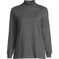 売れ筋商品|||ランズエンド カットソー トップス レディース Plus Size Relaxed Cotton Long Sleeve Mock Turtleneck Ivory/black breton stripe Mock Turtlenecks | Lands' End