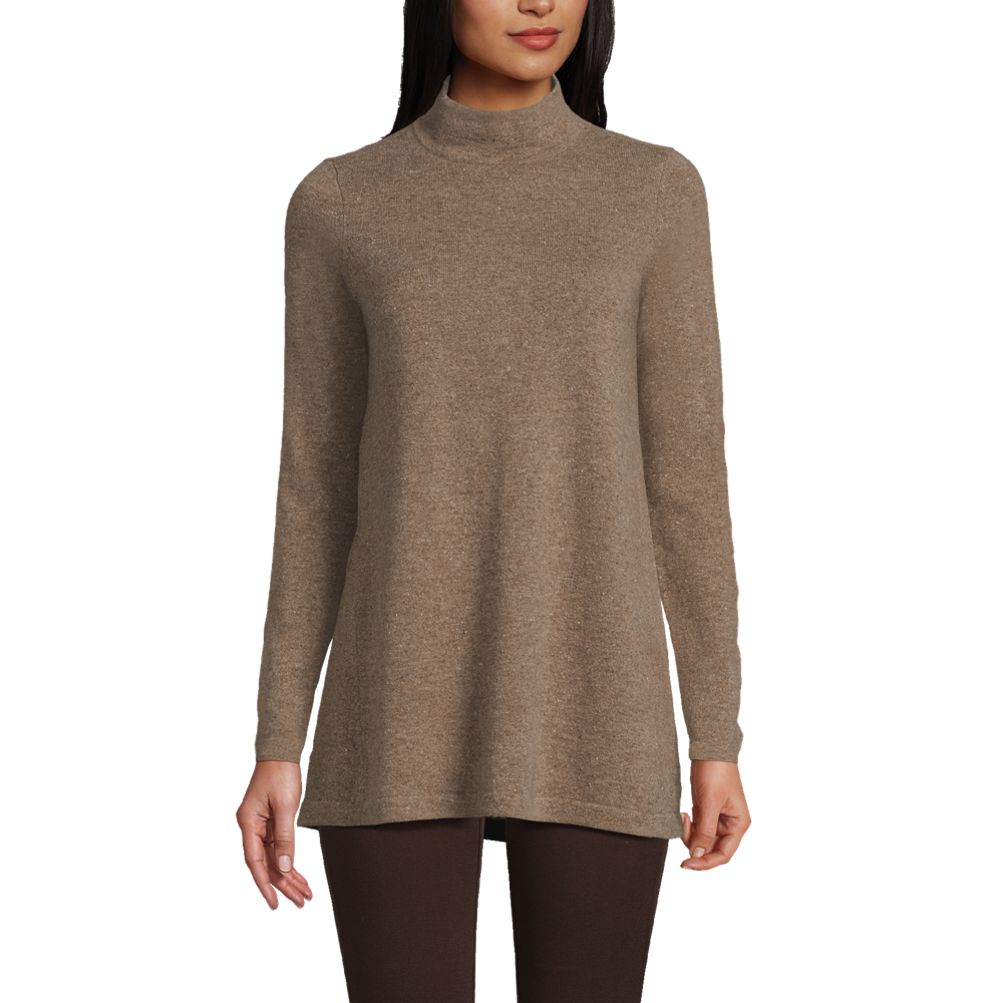 Women's Cashmere Mock Neck Swing Tunic Sweater