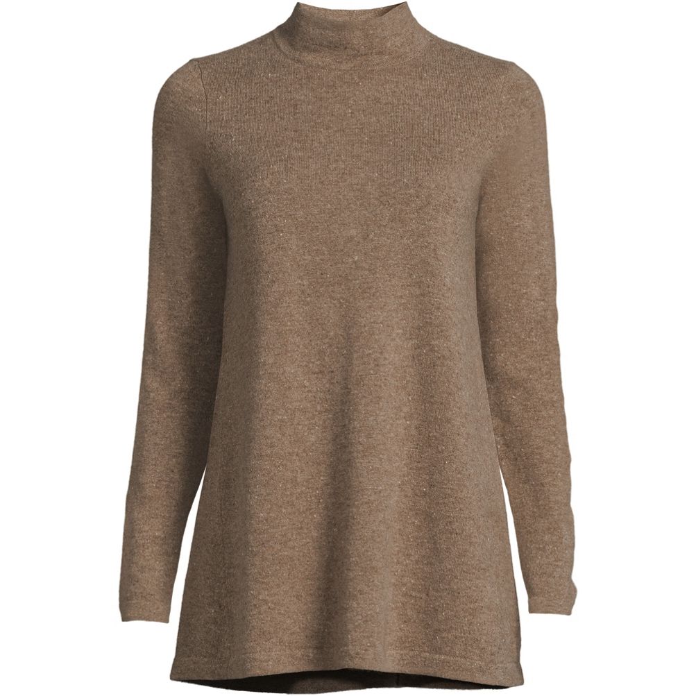 Women's Cashmere Mock Neck Swing Tunic Sweater