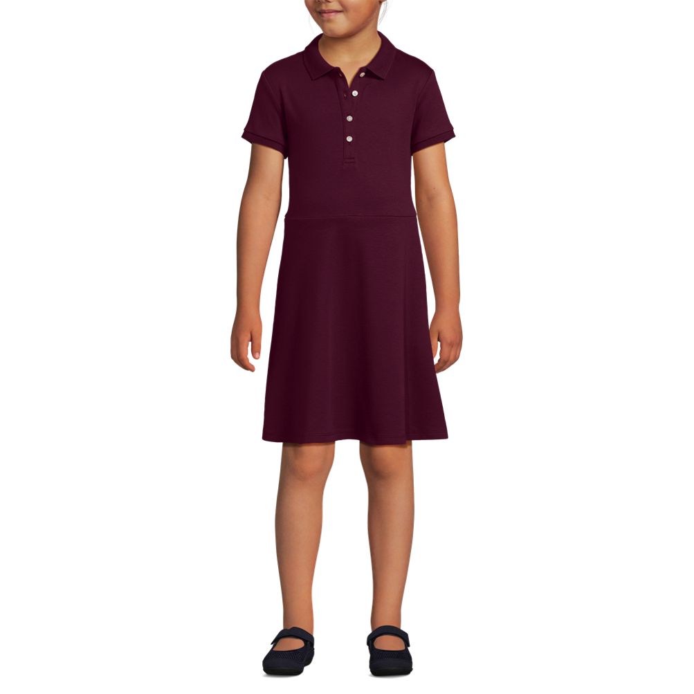 School Uniform Girls Short Sleeve Interlock Polo Dress Lands' End