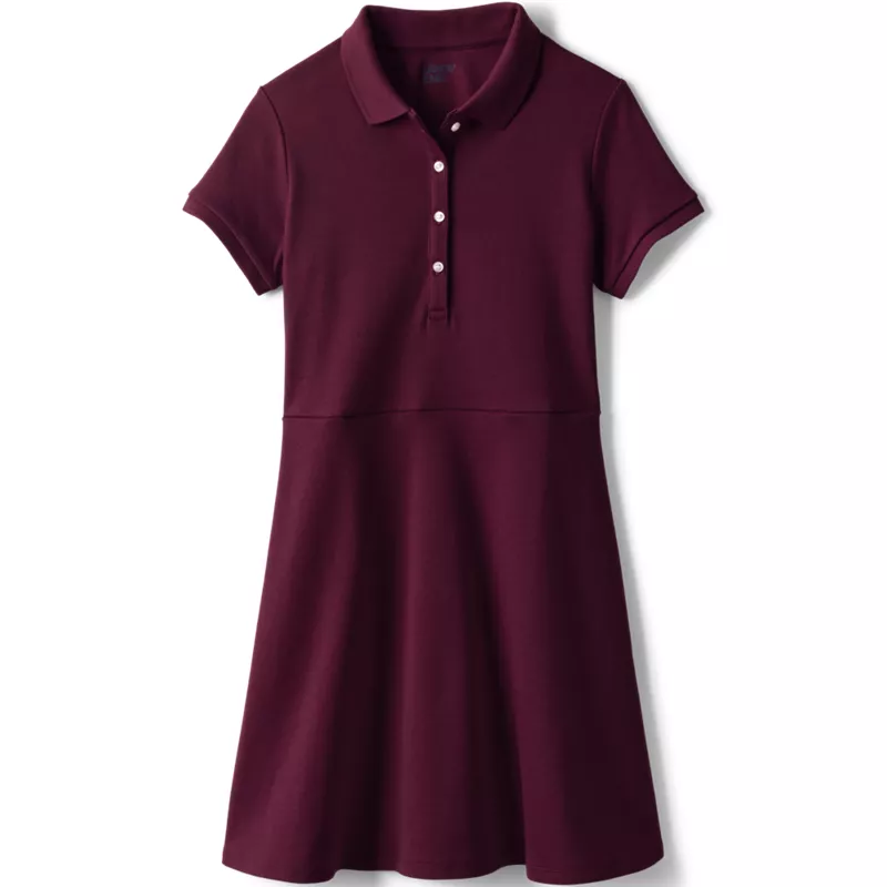 Girls Short Sleeve Interlock Polo Dress, Front