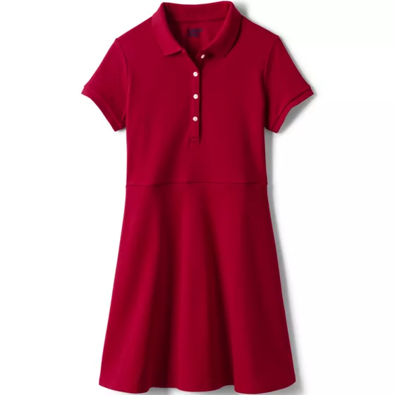 School Uniform Girls Short Sleeve Interlock Polo Dress - primary