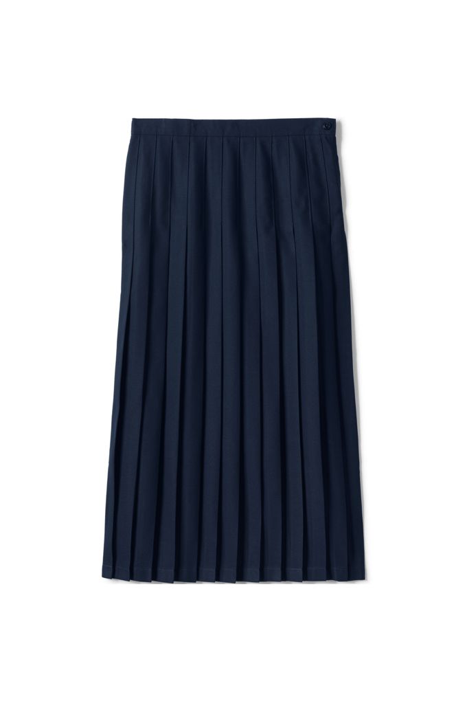 Girls Solid Pleated Skirt Ankle Length - Lands' End - Blue - 4