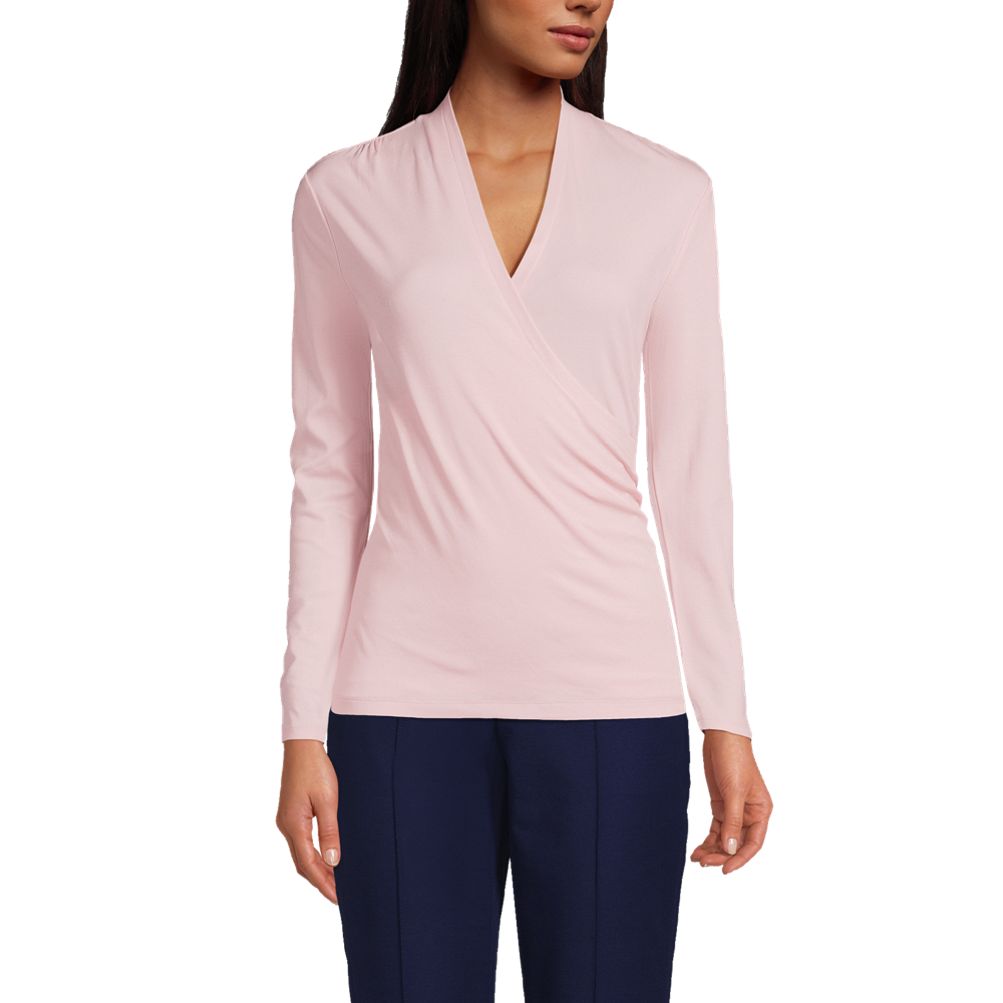 Women's Long Sleeve Supima Micro Modal Wrap Top | Lands' End