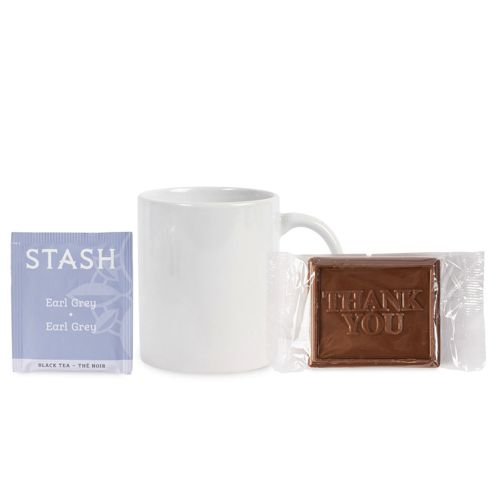 Custom Logo Ceramic Mug with Stash Tea and Cookie Gift Set
