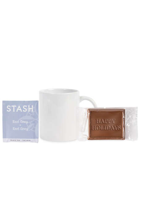 Custom Logo Ceramic Mug with Stash Tea and Cookie Gift Set