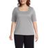 Women's Plus Size Elbow Sleeve Ponte Square Neck Top, Front