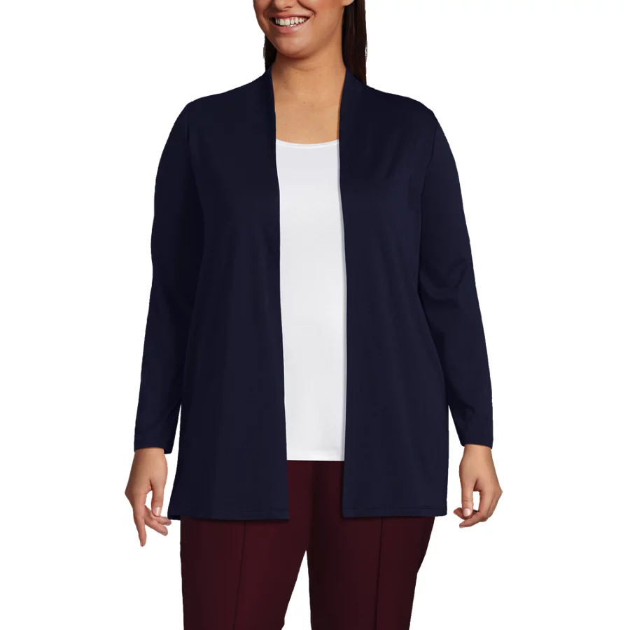School Uniform Women's Long Sleeve Supima Micro Modal Open Cardigan Tunic view 1