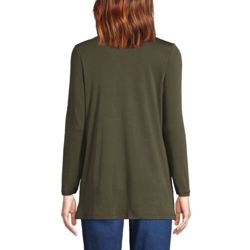 Women's Long Sleeve Supima Micro Modal Open Cardigan Tunic, Back