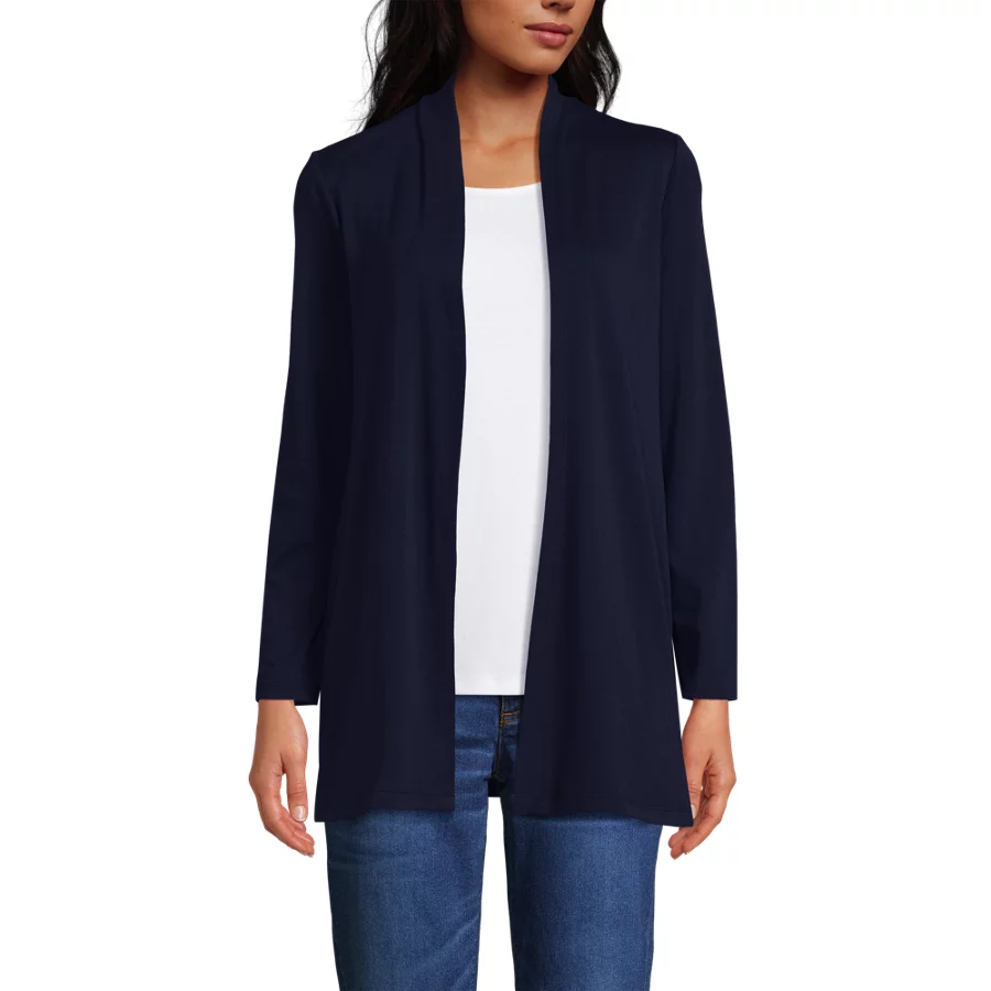 School Uniform Women's Long Sleeve Supima Micro Modal Open Cardigan Tunic view 2