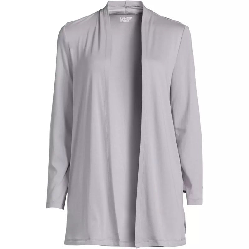 Women's Long Sleeve Supima Micro Modal Open Cardigan Tunic, Front
