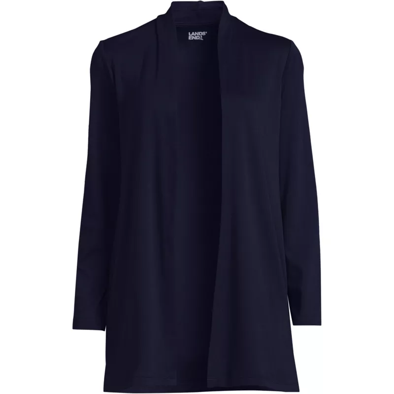 School Uniform Women's Long Sleeve Supima Micro Modal Open Cardigan Tunic, Front
