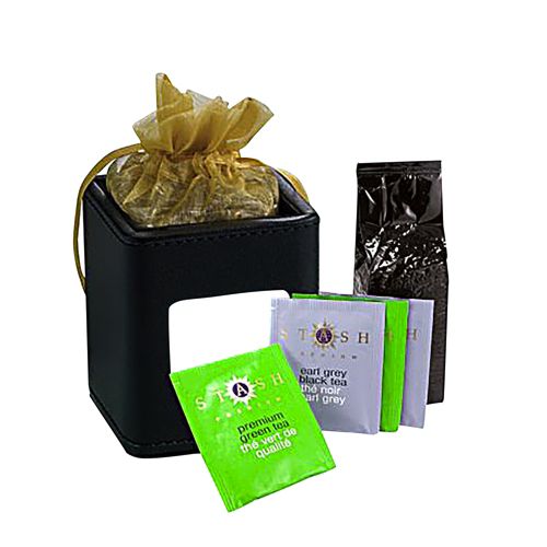 Custom Logo Cube Pen Holder with Coffee and Tea