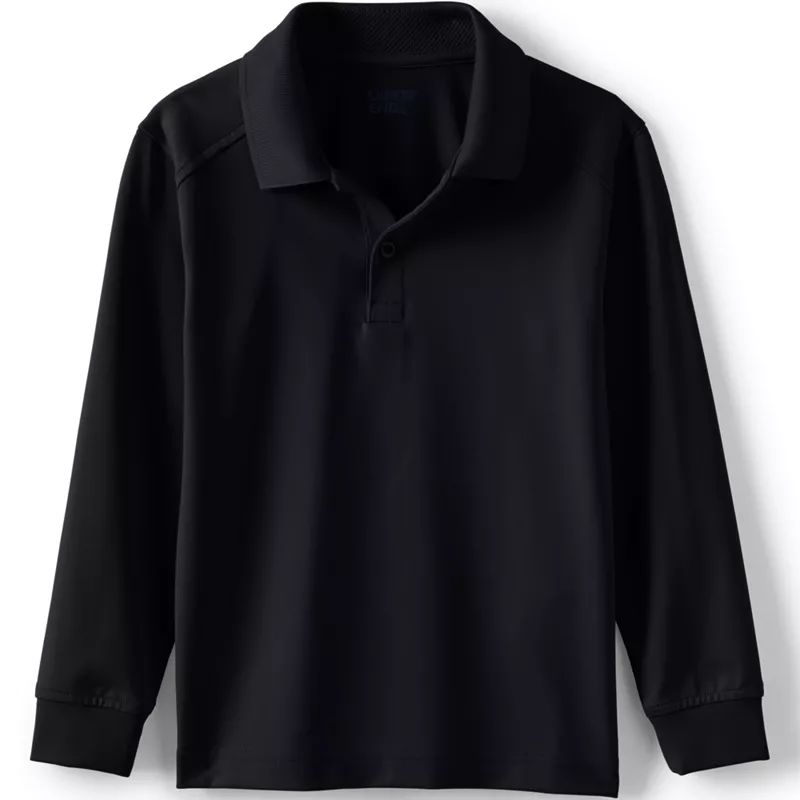 Kids Rapid Dry Performance Long Sleeve Polo Shirt, Front