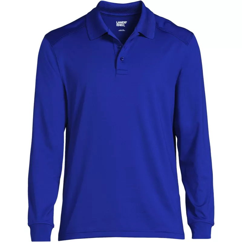 Men's Rapid Dry Performance Long Sleeve Polo Shirt, Front