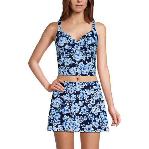  Lands' End Kurzes Tankinitop Mit V-ausschnitt, Damen, Größe:34 Regular, Blau, Elasthan/nylon-mischung, By Lands' End 