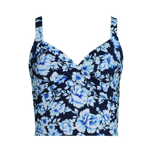  Lands' End Kurzes Tankinitop Mit V-ausschnitt, Damen, Größe:34 Regular, Blau, Elasthan/nylon-mischung, By Lands' End 